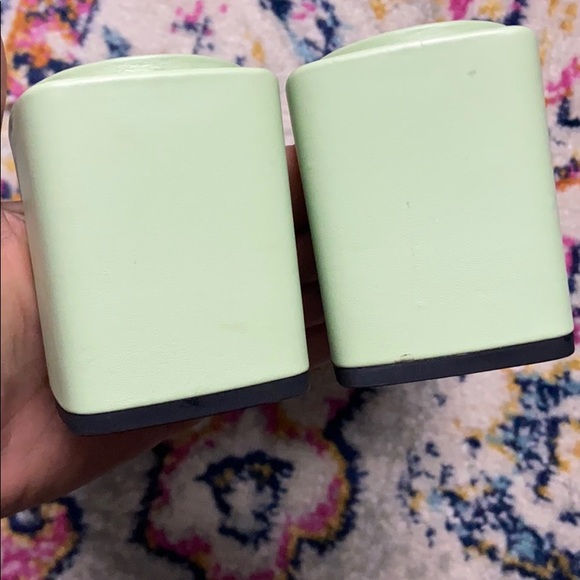 Zara leather green square toe slip on sandal - Picture 5 of 16